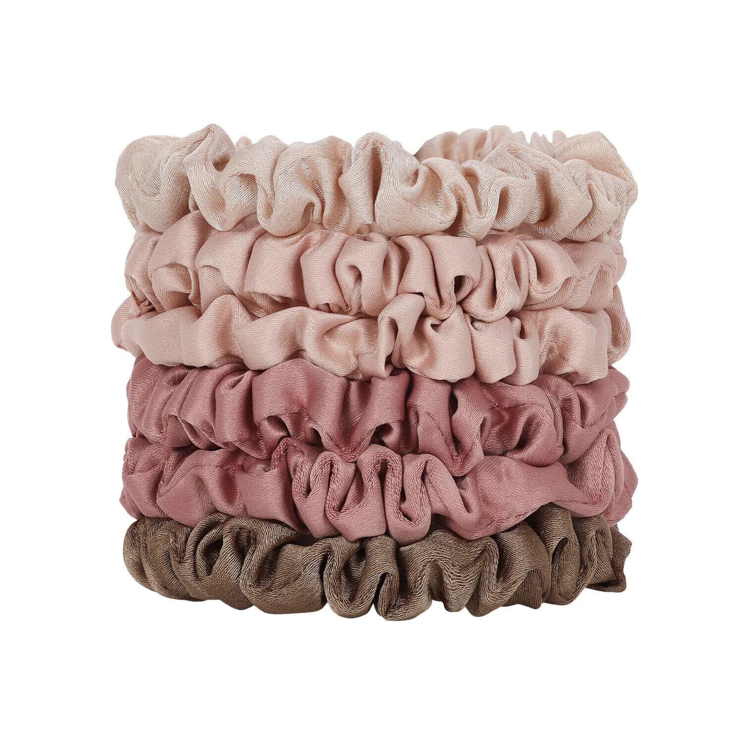 Terracotta Ultra Petite Satin Scrunchies 6pc Set
