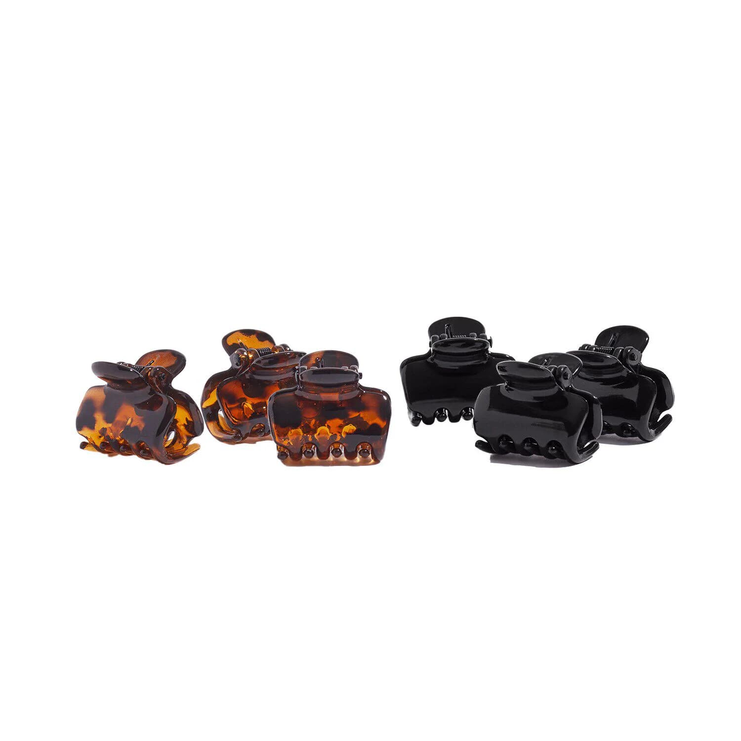 Recycled Plastic Mini Puffy Claw Clips 6pc Set - Black & Tort