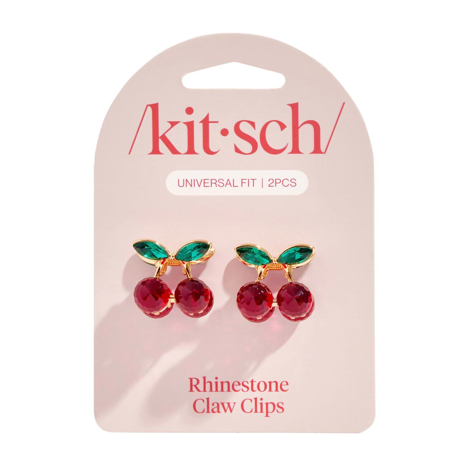 Mini Rhinestone Claw Clips 2pc Set - Cherry