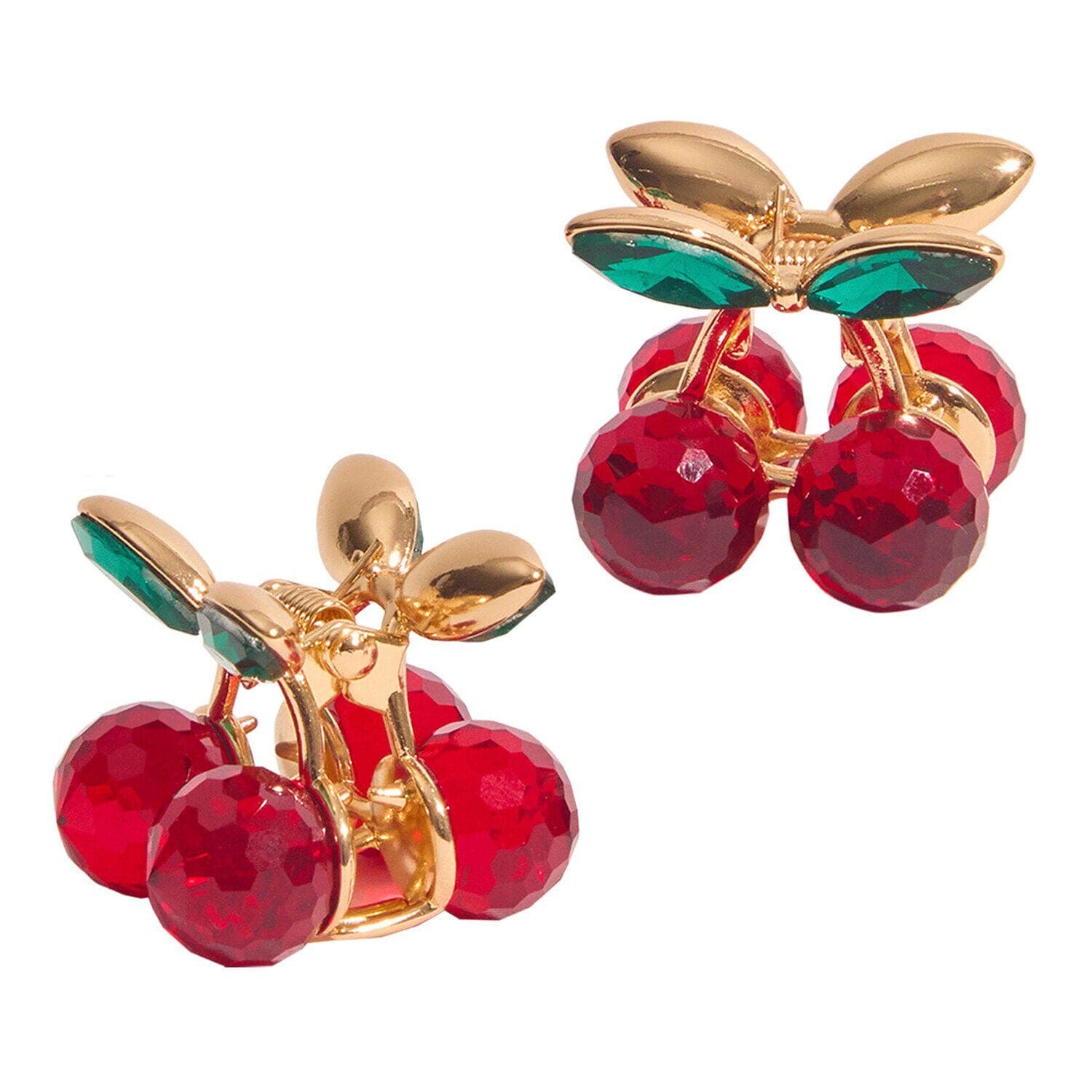 Mini Rhinestone Claw Clips 2pc Set - Cherry