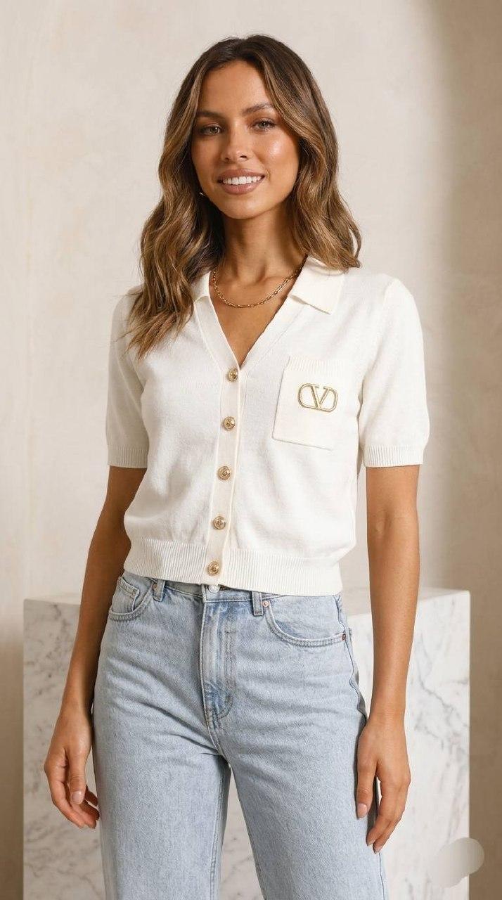 Valentino White Short Sleeve Knit Cardigan
