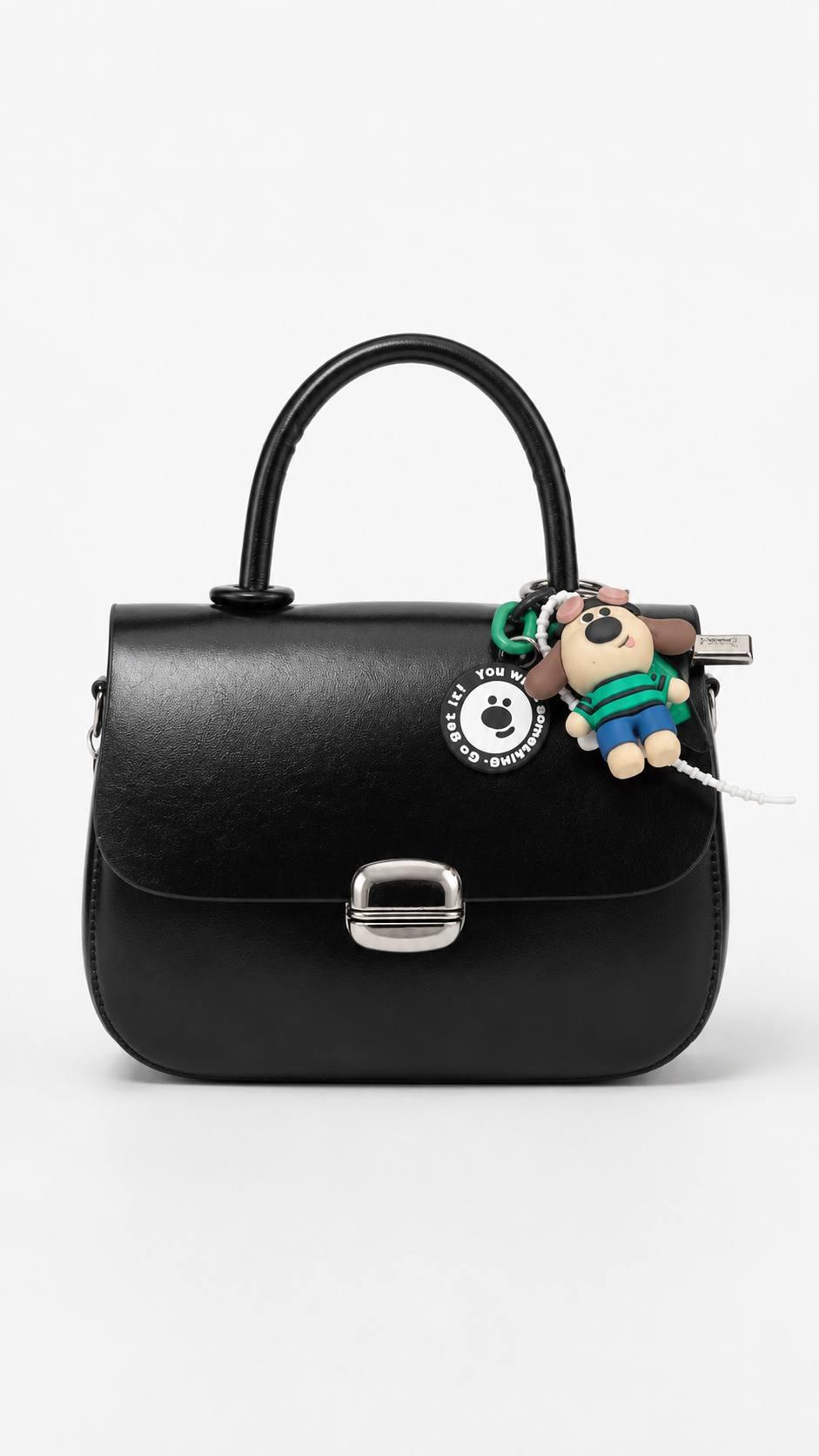 Pure Leather Cute Hand Bag - Black