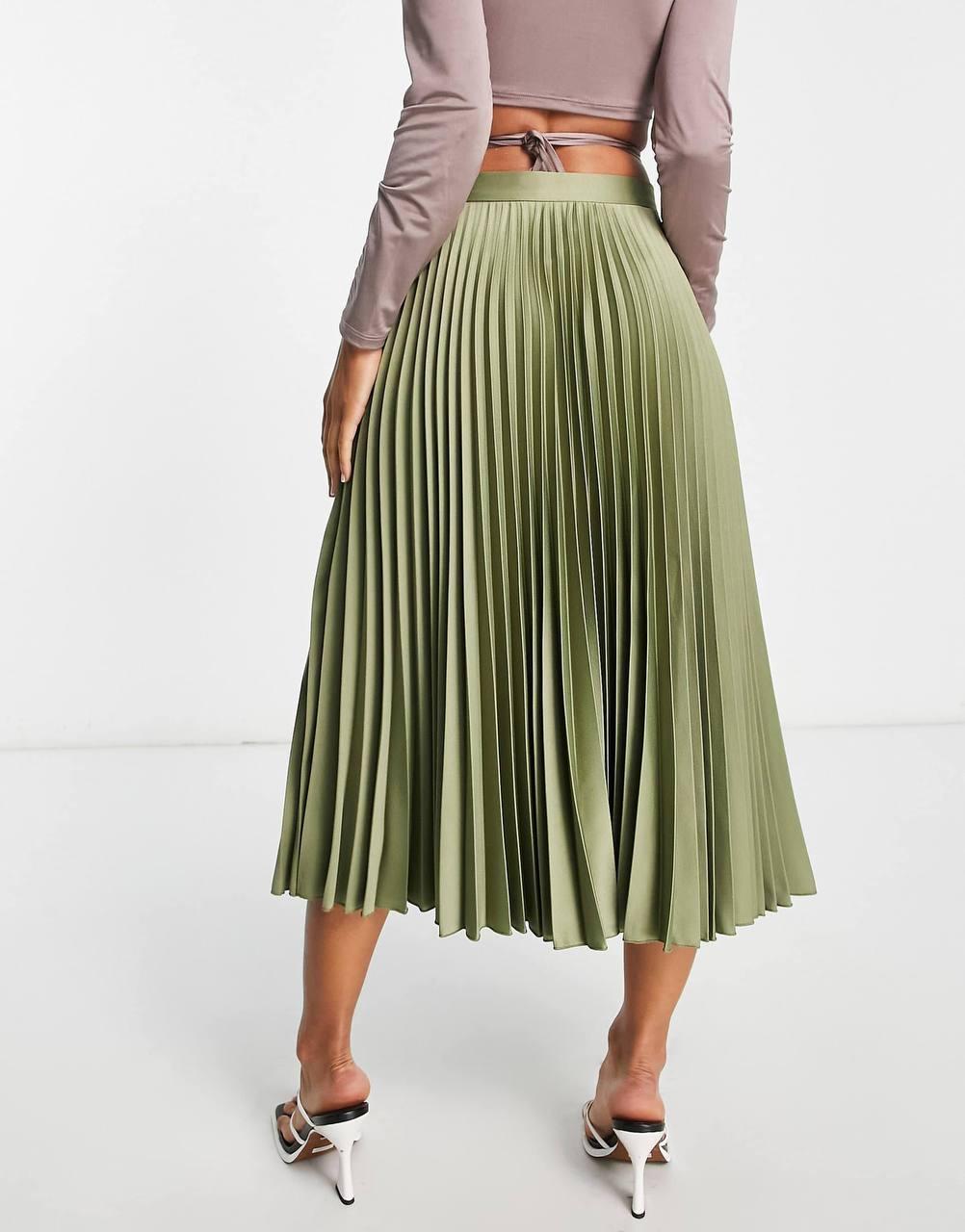 Olive Closet London Pleated Midi Skirt 