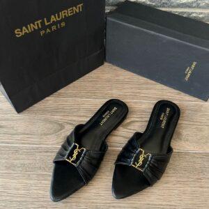 Saint Laurent Babylone Leather Slide - Burgundy 