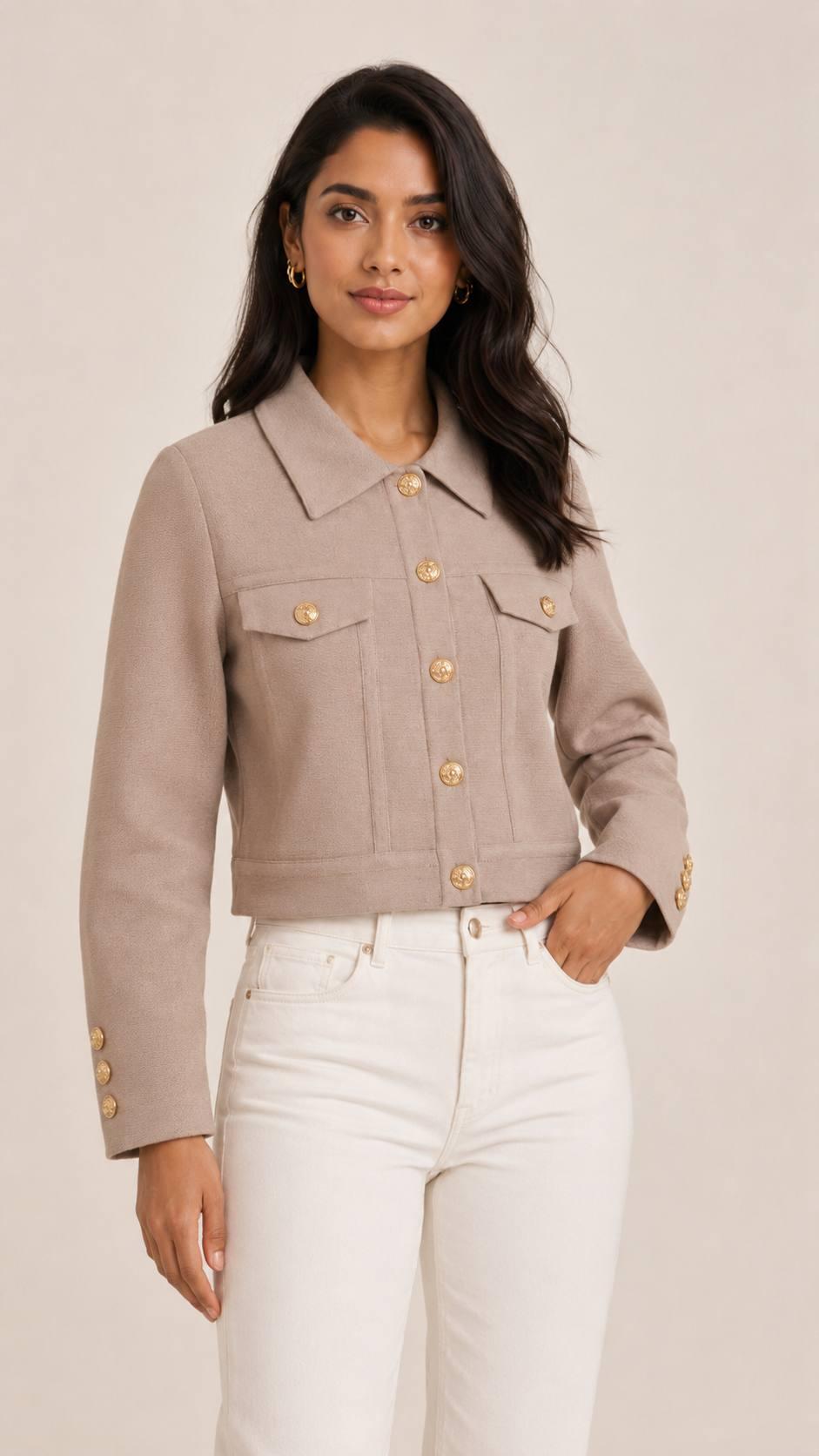 BANDAGE MINI COAT - NUDE