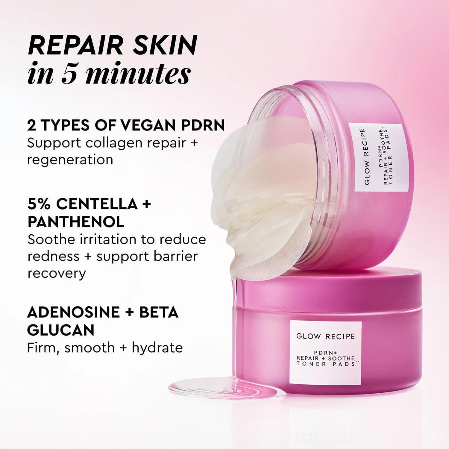 PDRN+ Repair + Soothe Korean Toner Pads for Skin Barrier Repair