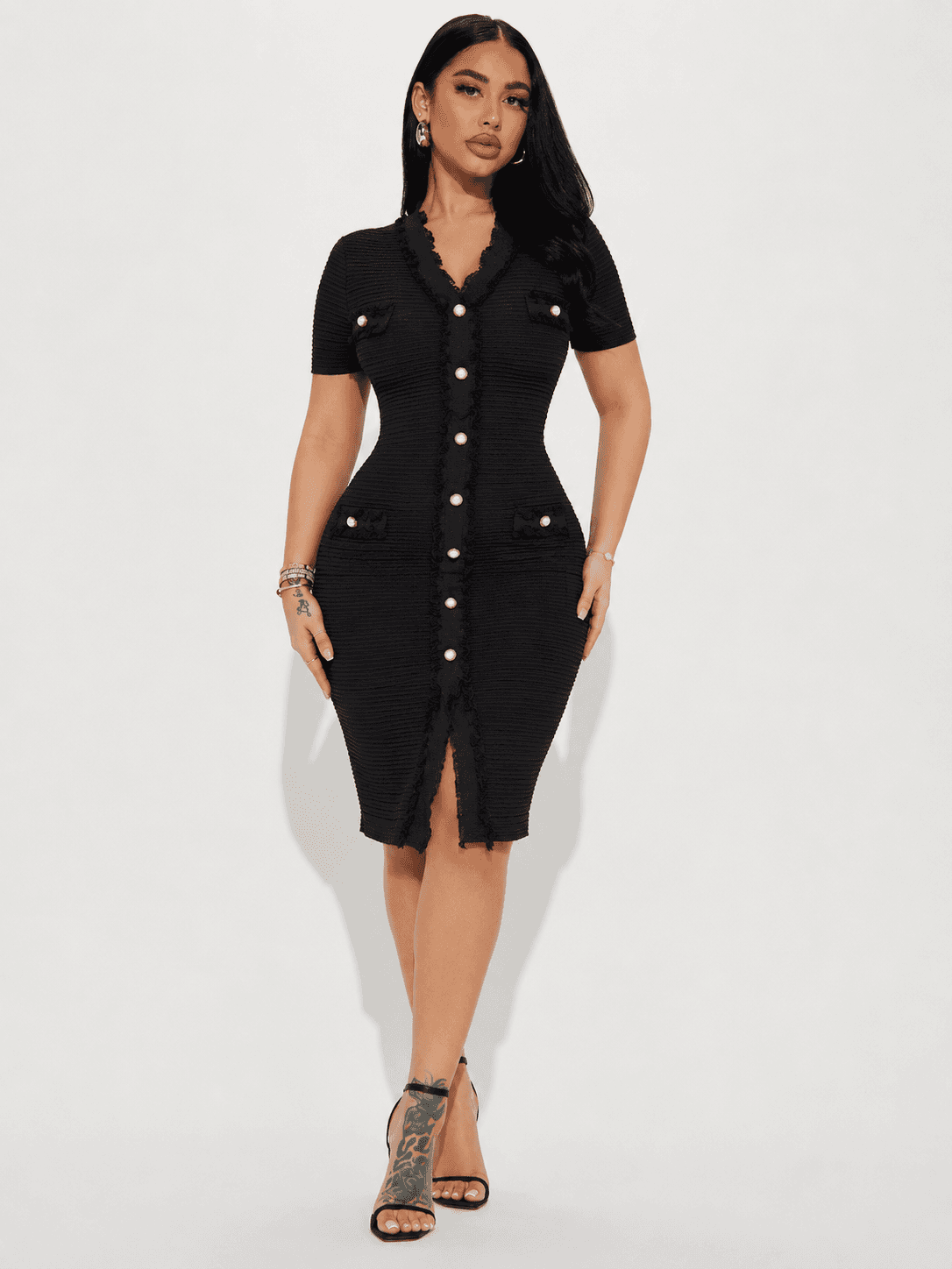 Cute Knit Black Dress